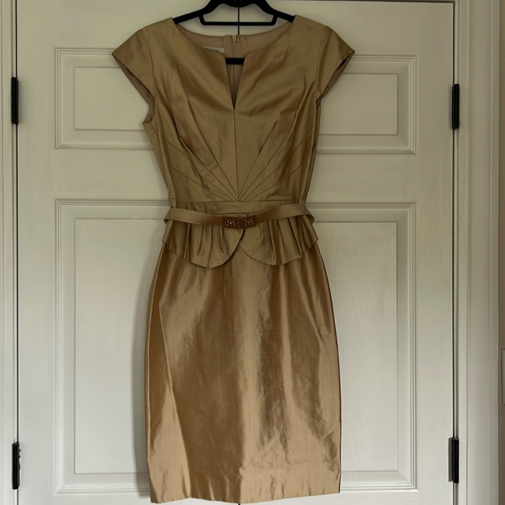 Kaye Unger, Silk Gold Cocktail Dress. Size 4